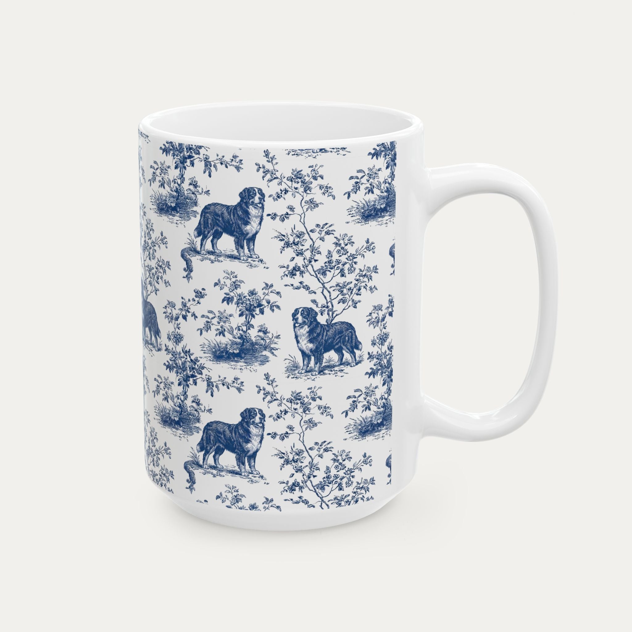 Bernese Mountain Blue Toile Mug
