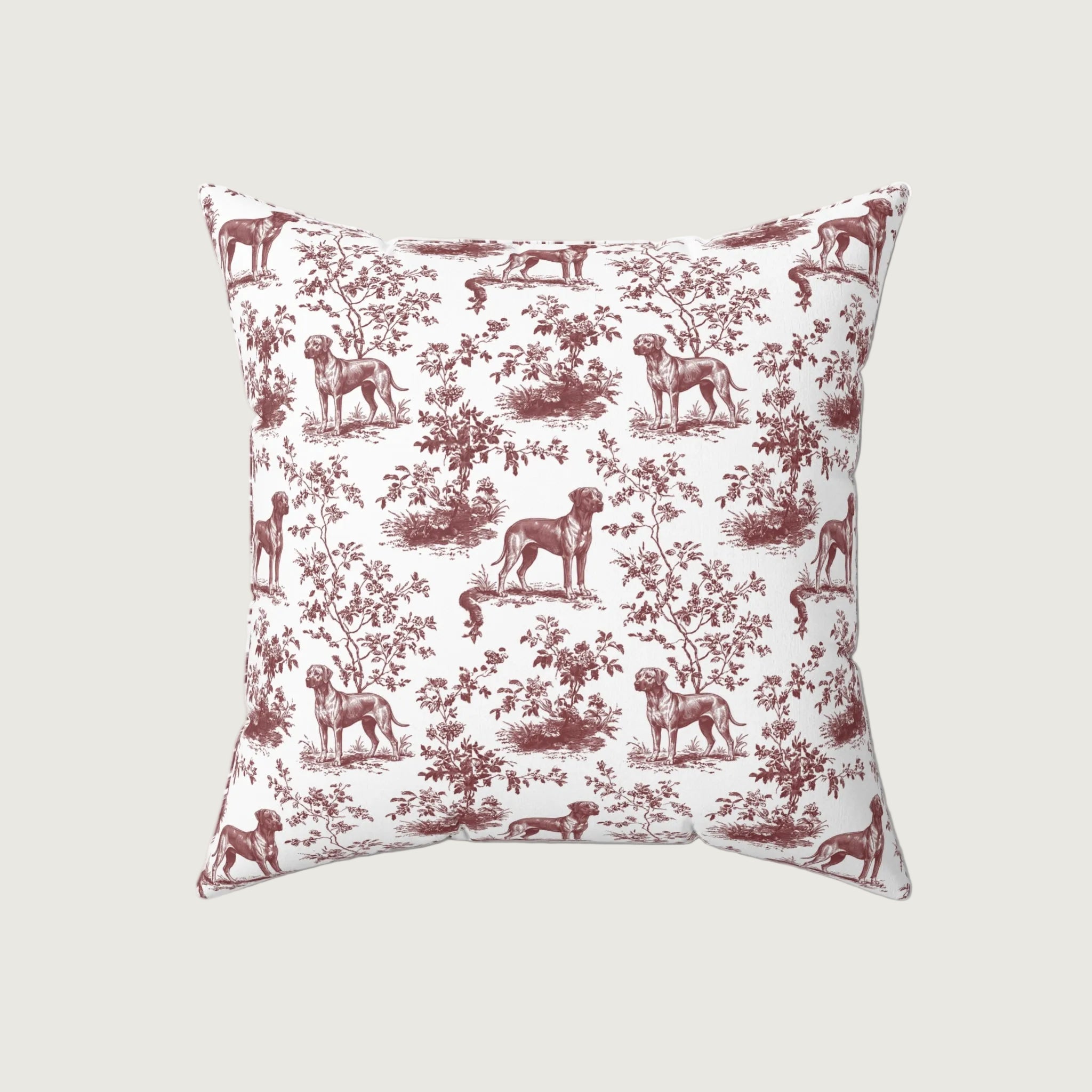 Dog Burgundy French Toile Pillow