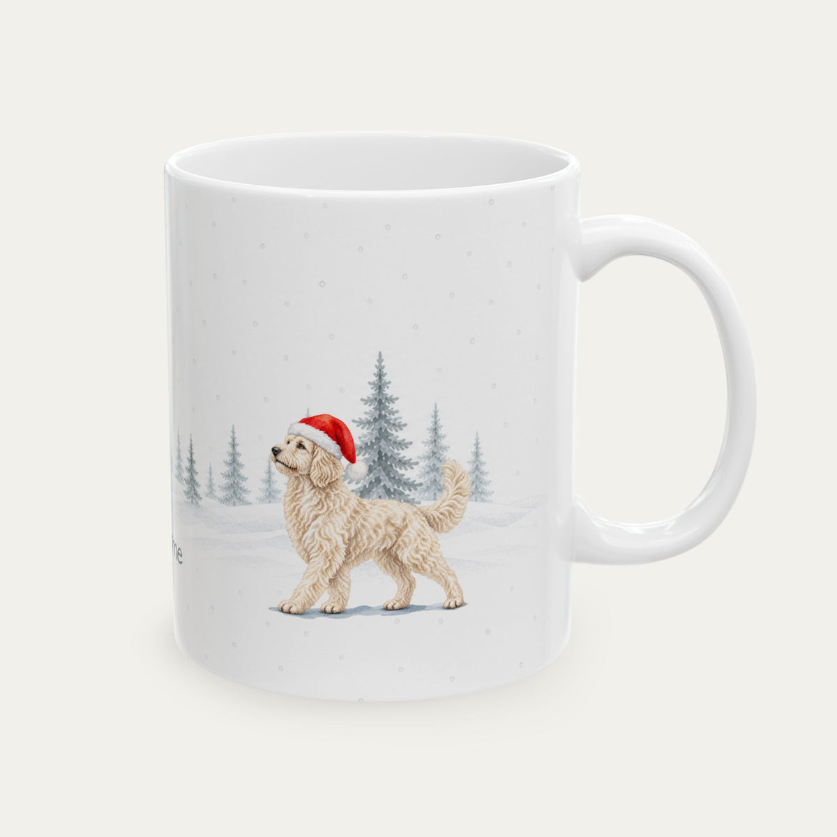Custom Goldendoodle Cream  Christmas Santa Hat Mug
