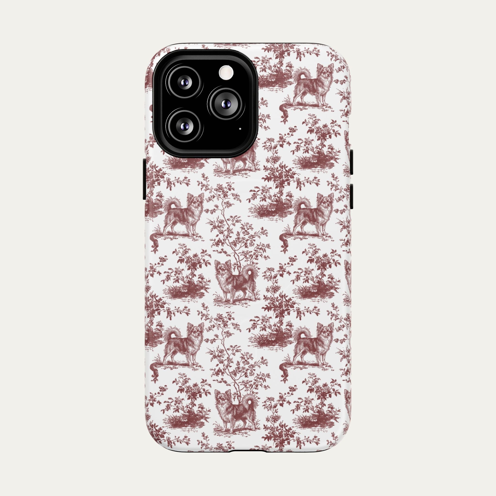 Chihuahua Longhaired Burgundy Toile phone Case