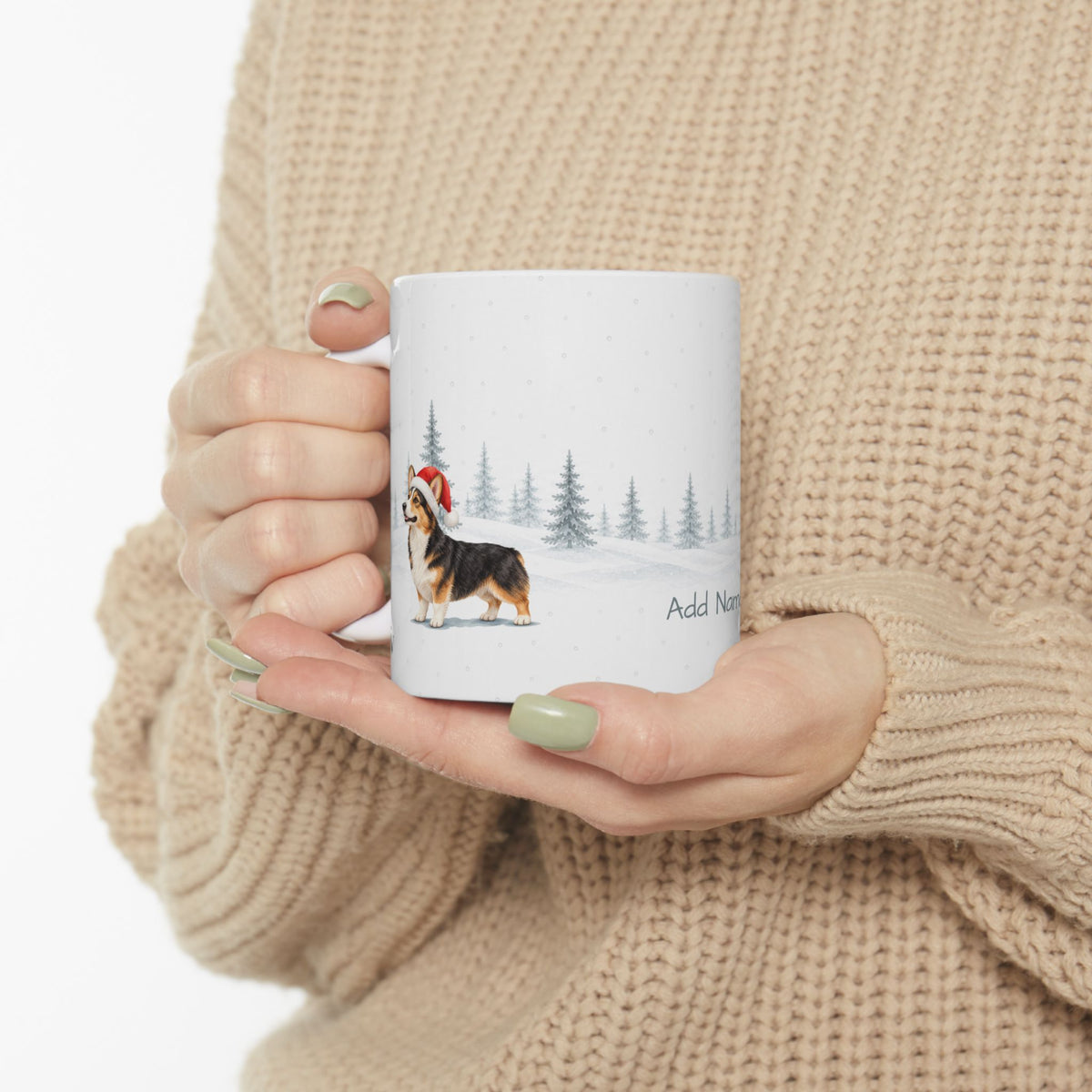 Custom Corgi Tri color Christmas Santa Hat Mug