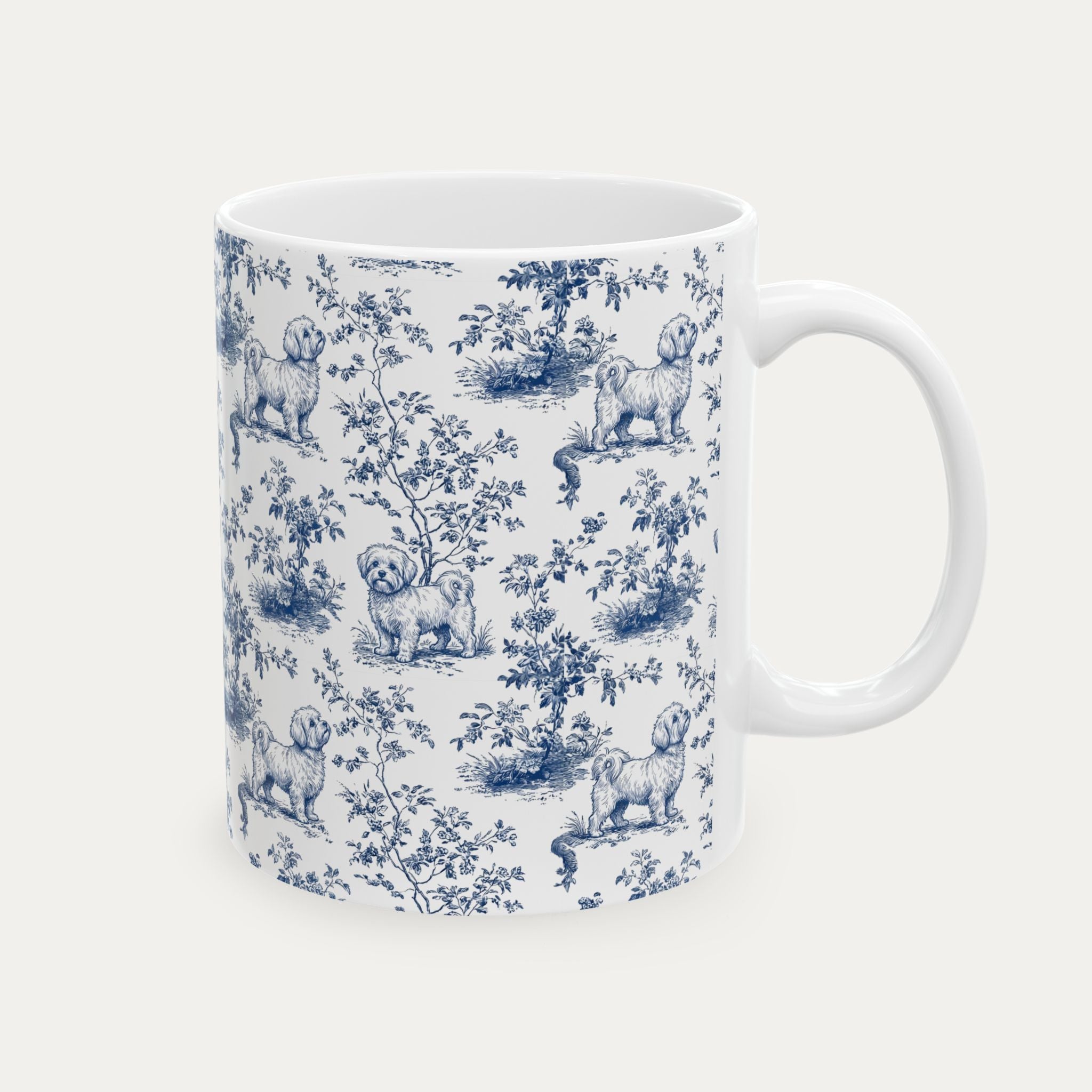 Maltese Blue Toile Mug