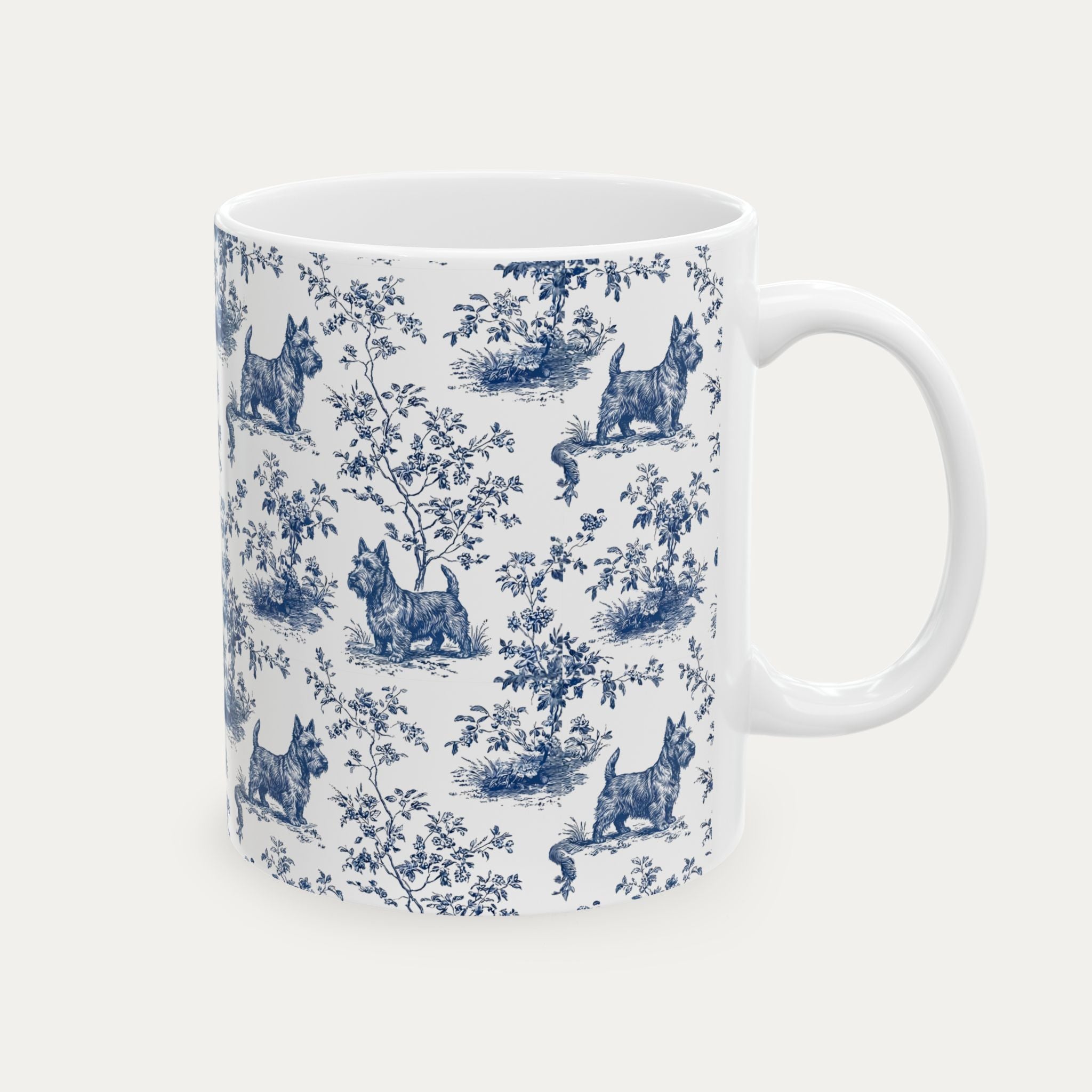 Scottish Terrier Blue Toile Mug