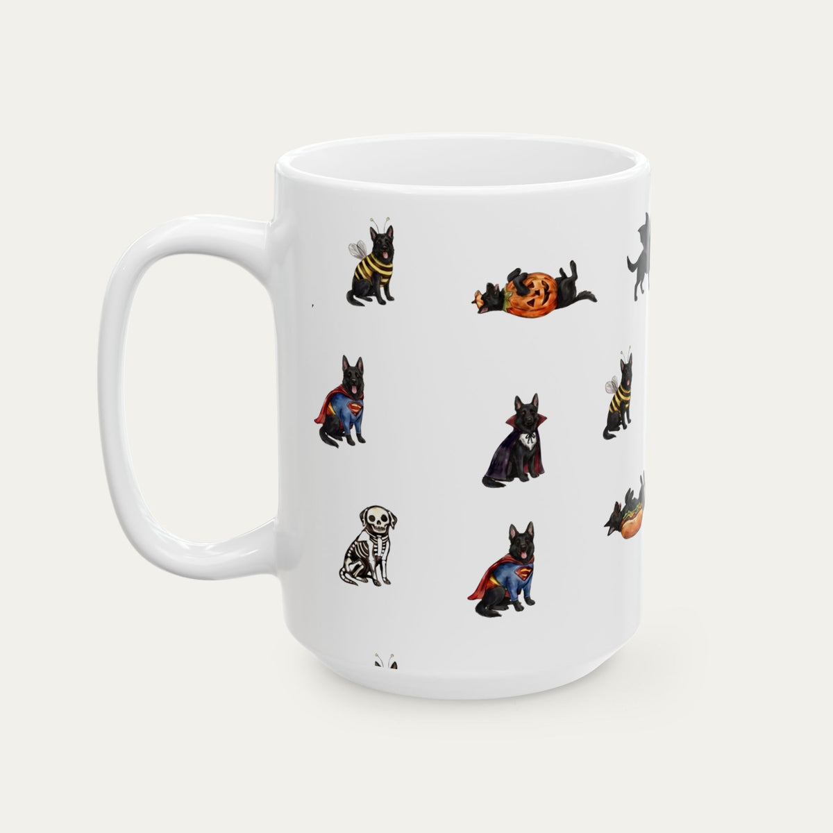 German Shepherd black Halloween mug