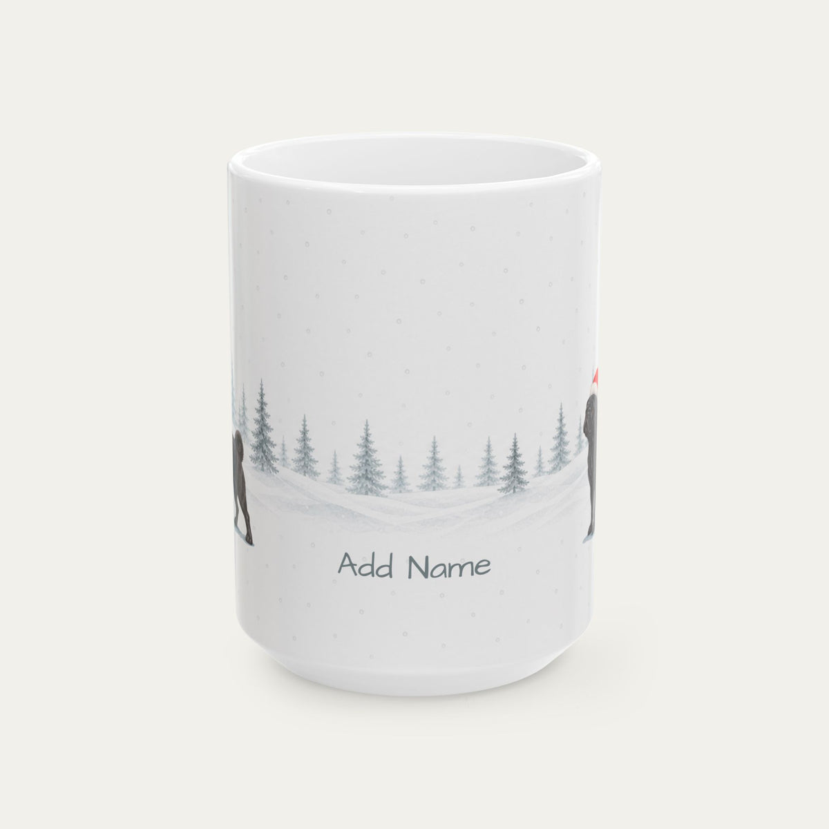 Custom Pug Black Christmas Santa Hat Mug
