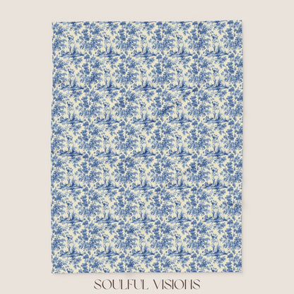 Golden Retriever 2 French Toile De Jouy Blanket