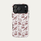 Poodle Burgundy Toile phone Case