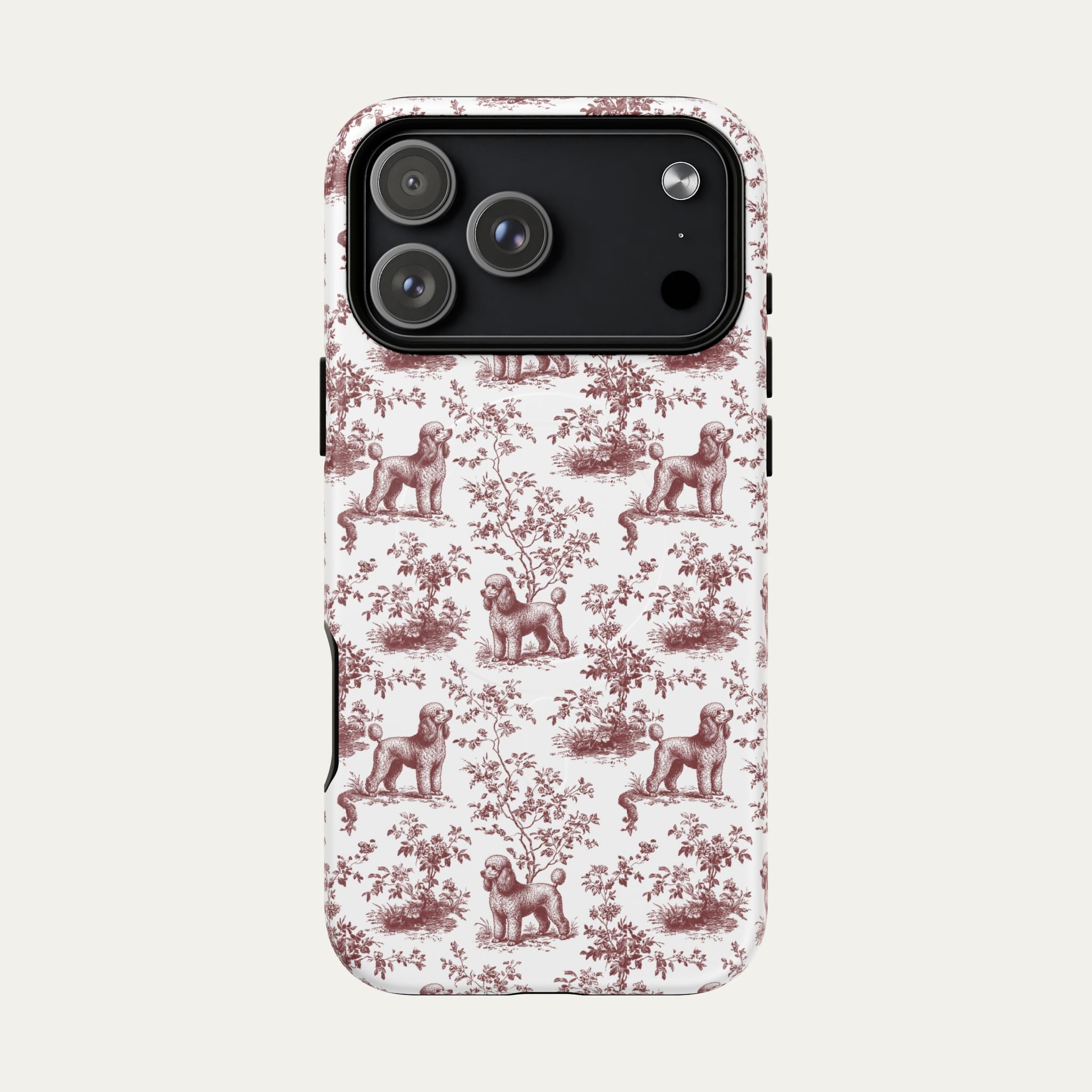 Poodle Burgundy Toile phone Case