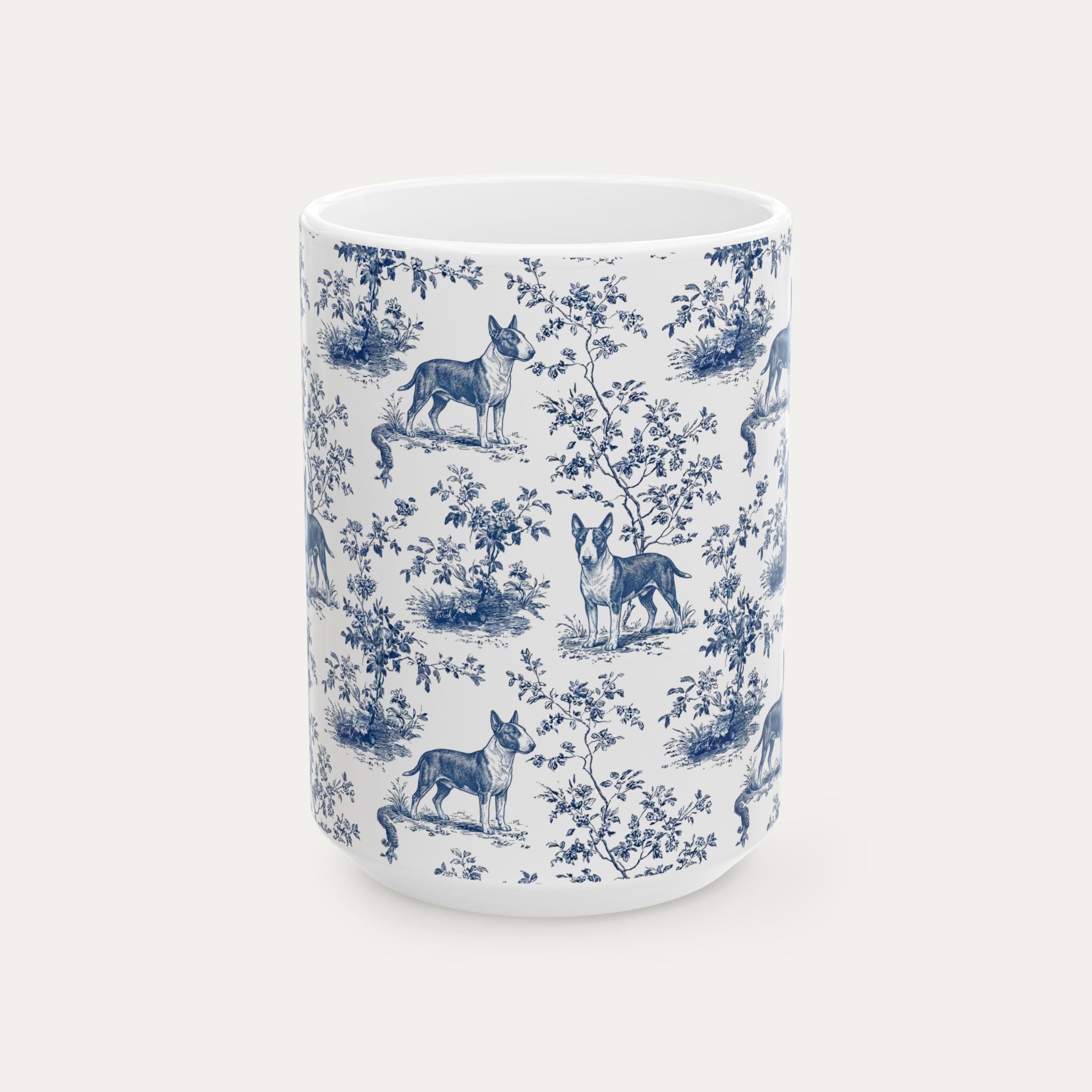 Bull Terrier Blue Toile Mug