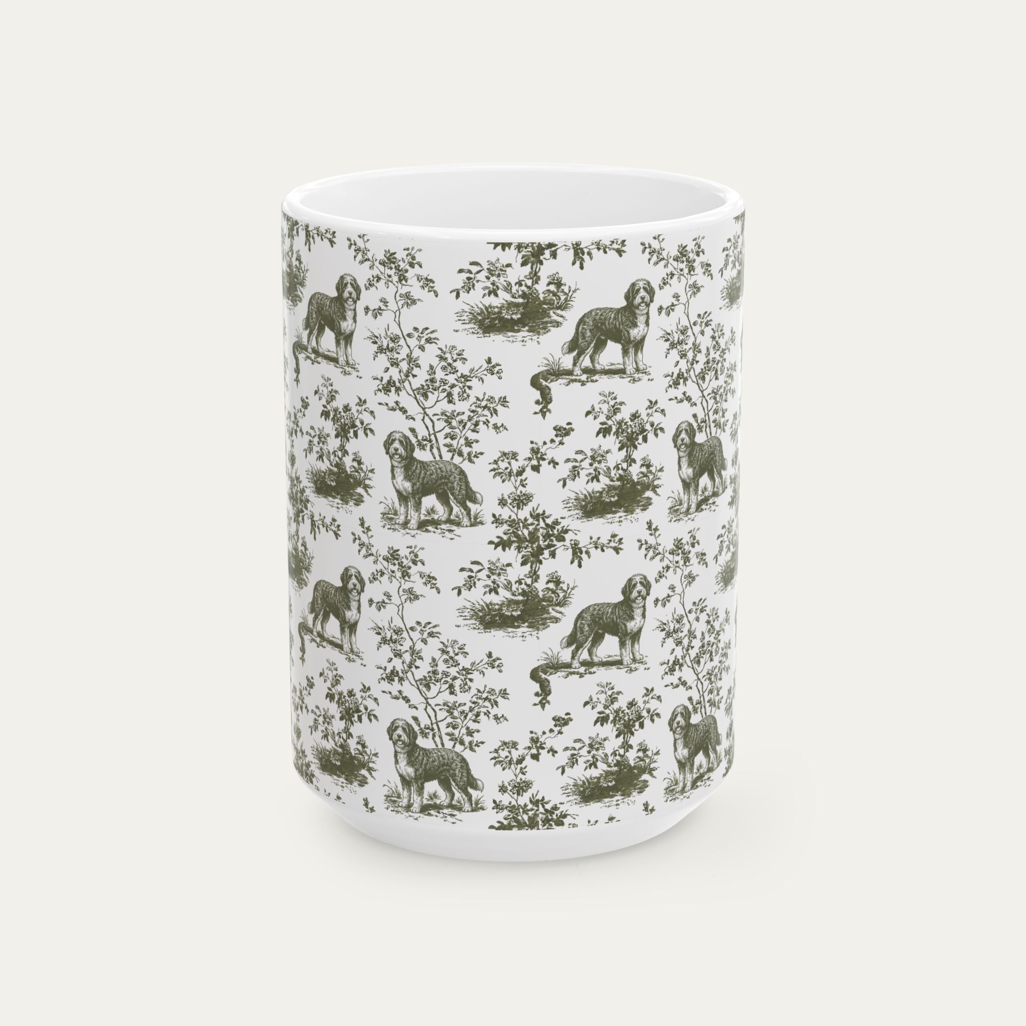 Bernedoodle Sage Green Toile Mug