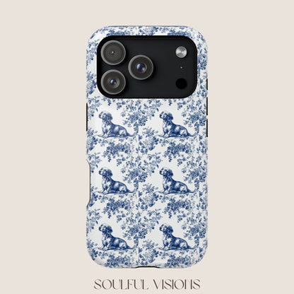 Dachshund Toile De Jouy Magnetic Phone Case