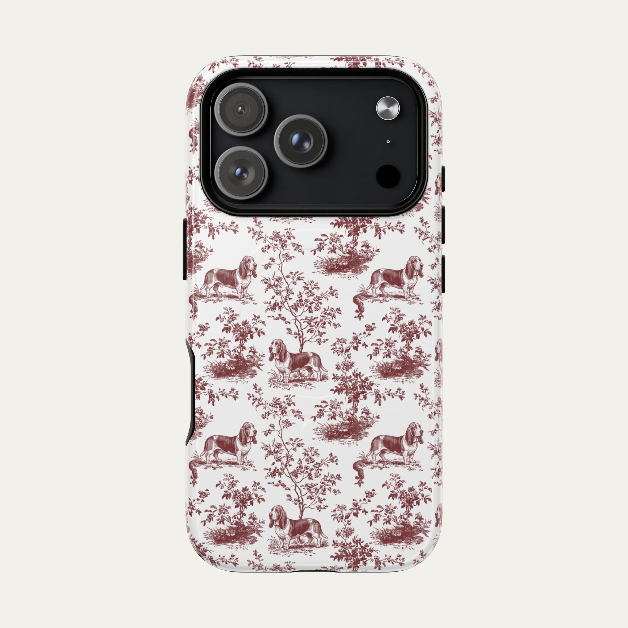 Basset Hound Burgundy Toile phone Case