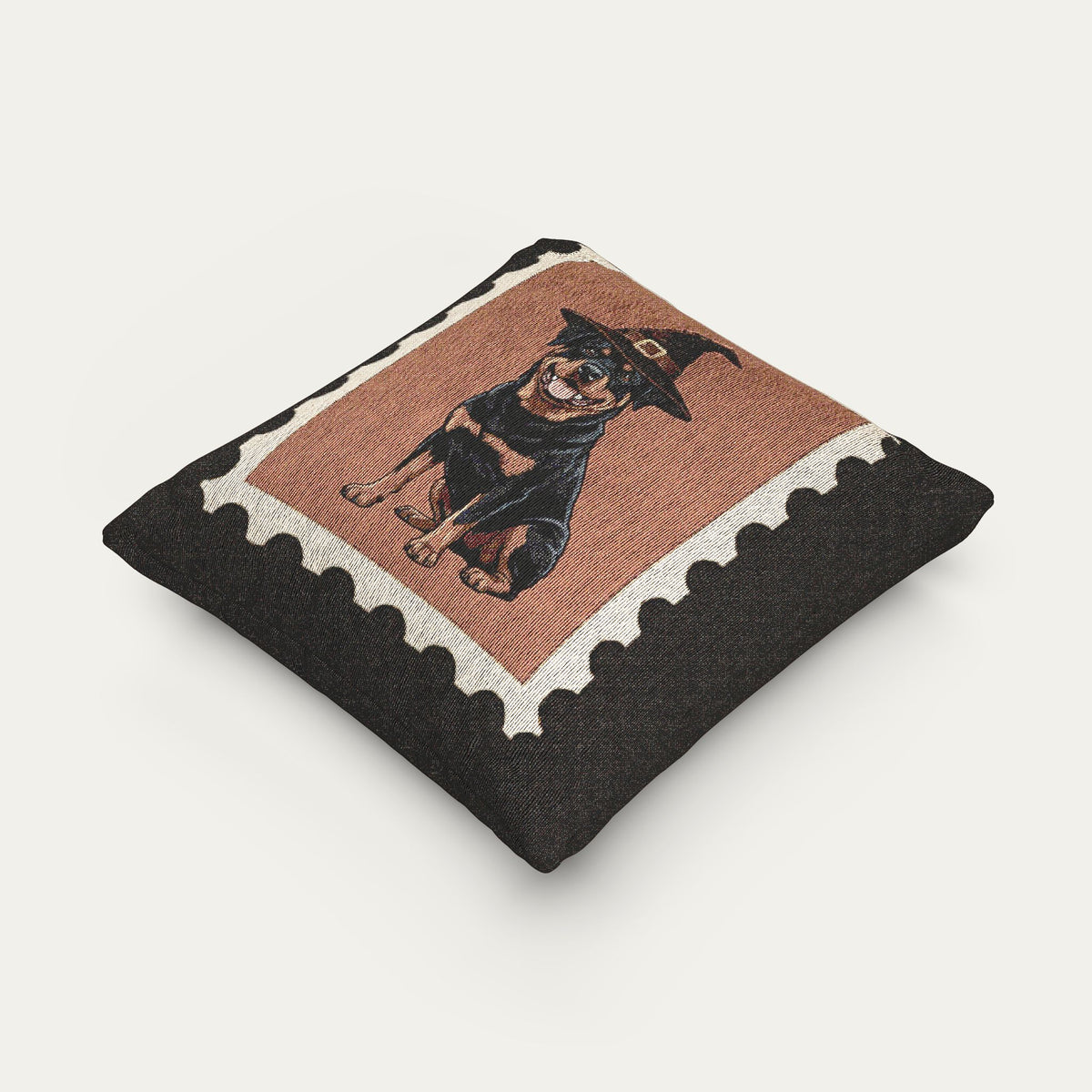 Rottweiler Halloween Woven Pillow