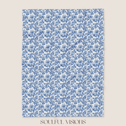 Havanese French Toile De Jouy Blanket