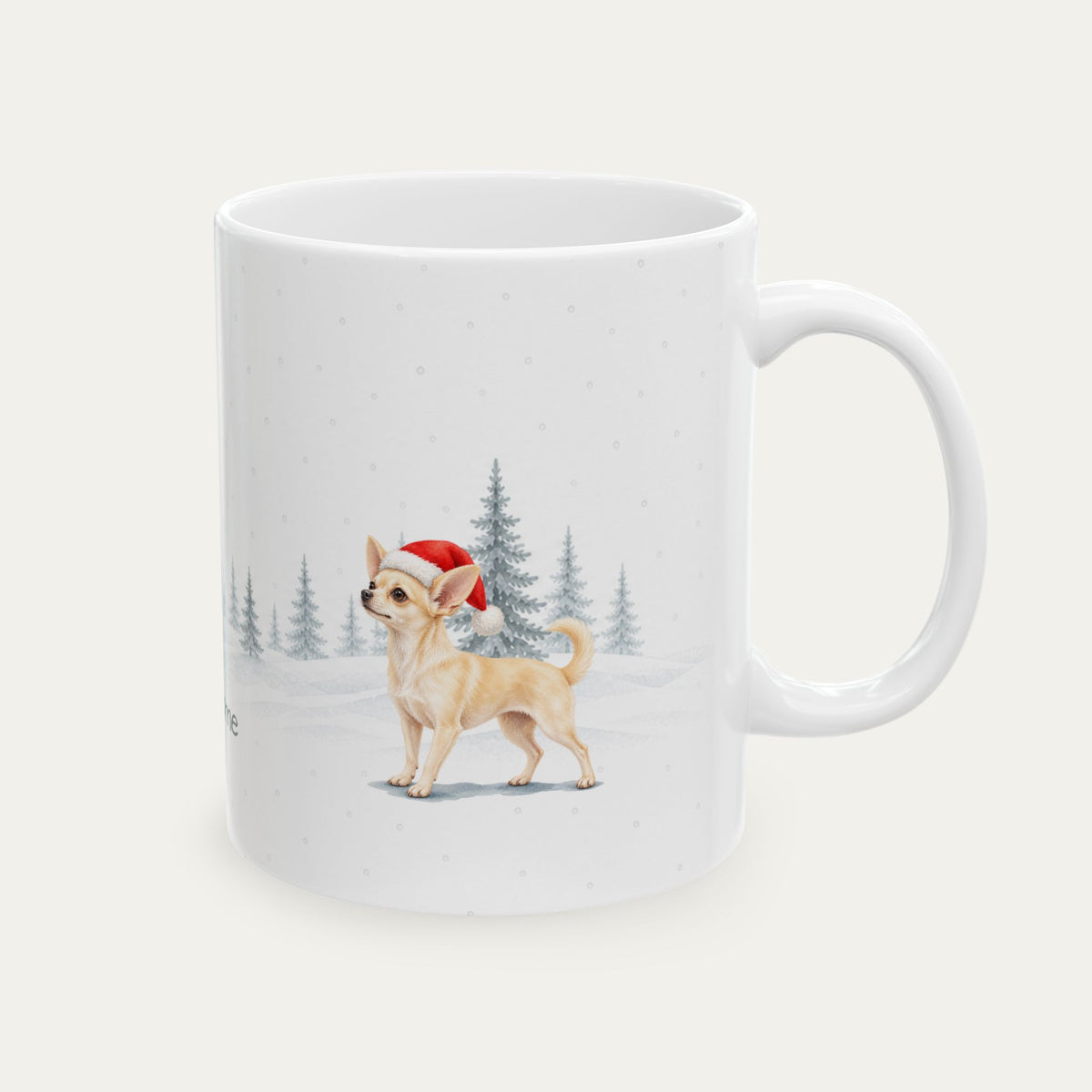 Custom Chihuahua Cream Christmas Santa Hat Mug