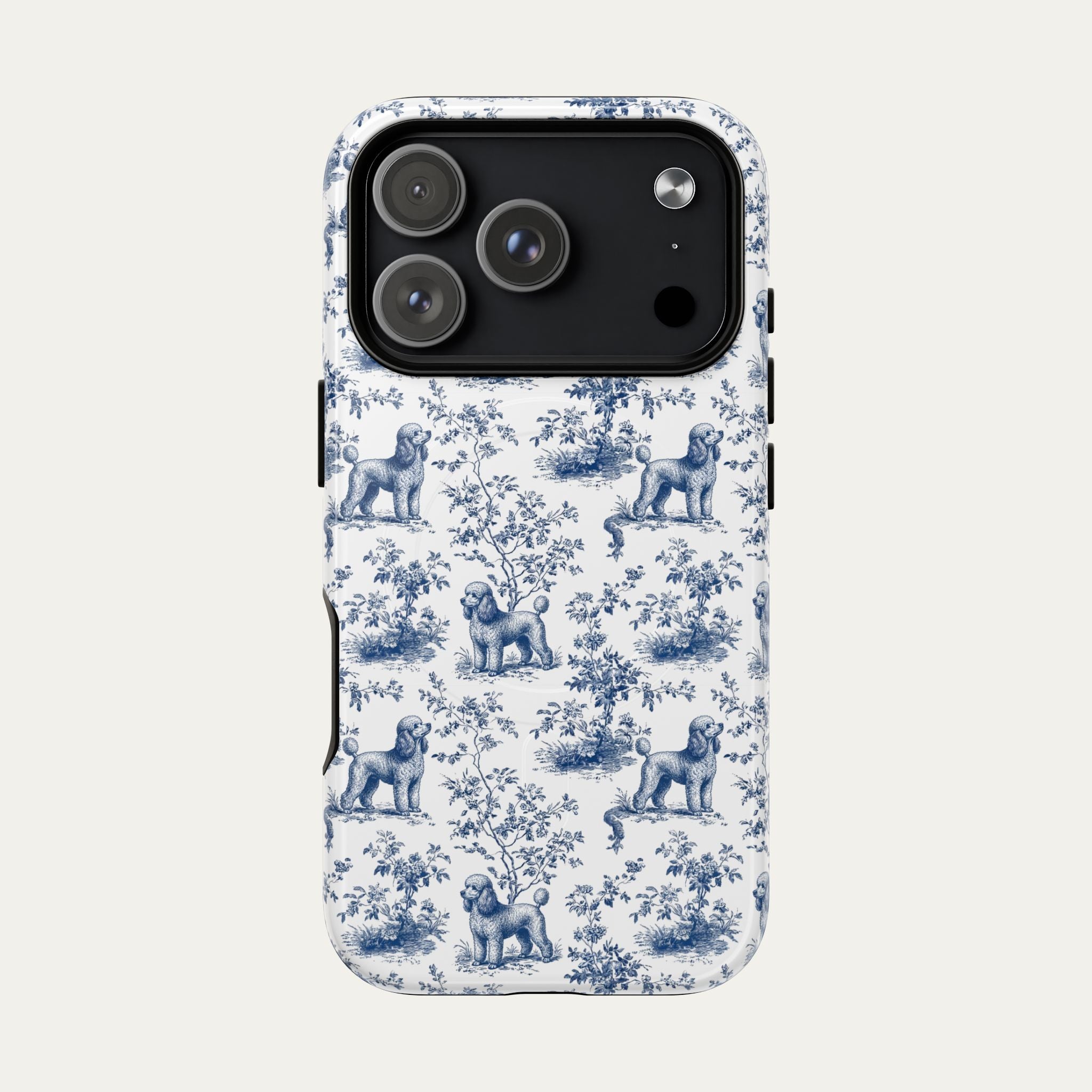 Poodle Blue Toile Phone case