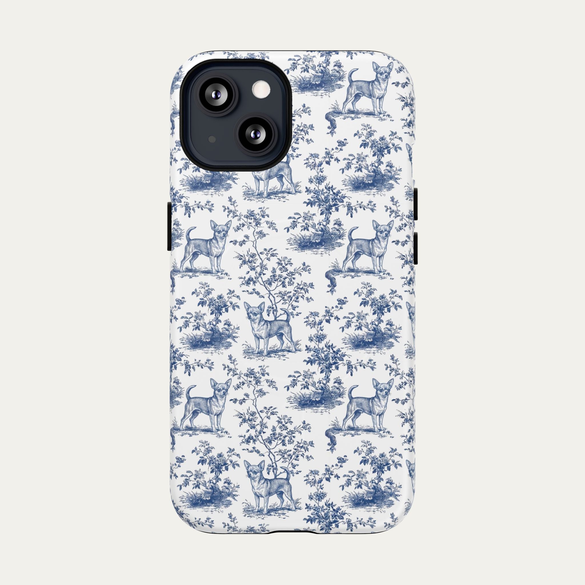 Chihuahua Shorthaired Blue Toile Phone case