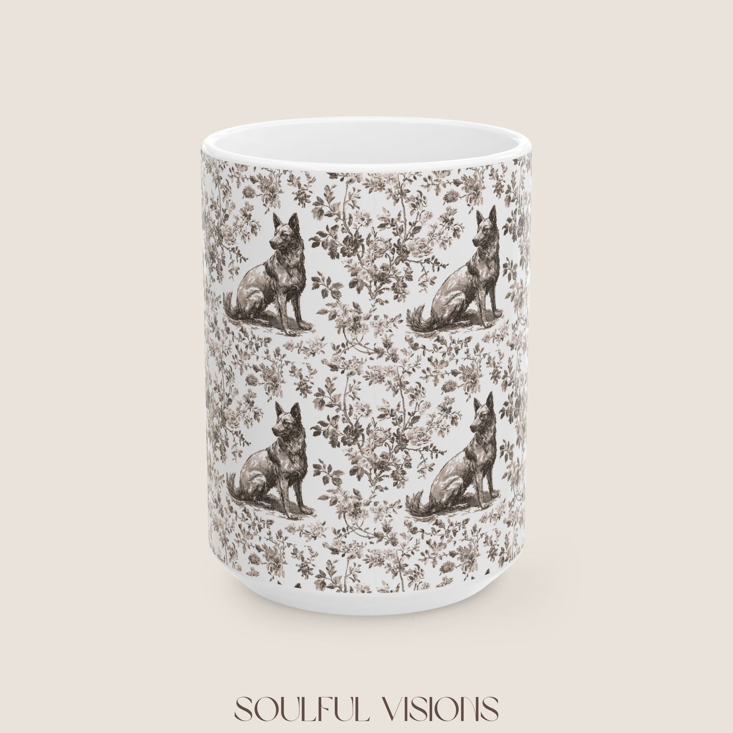 Belgian Malinois Toile de Jouy Mug