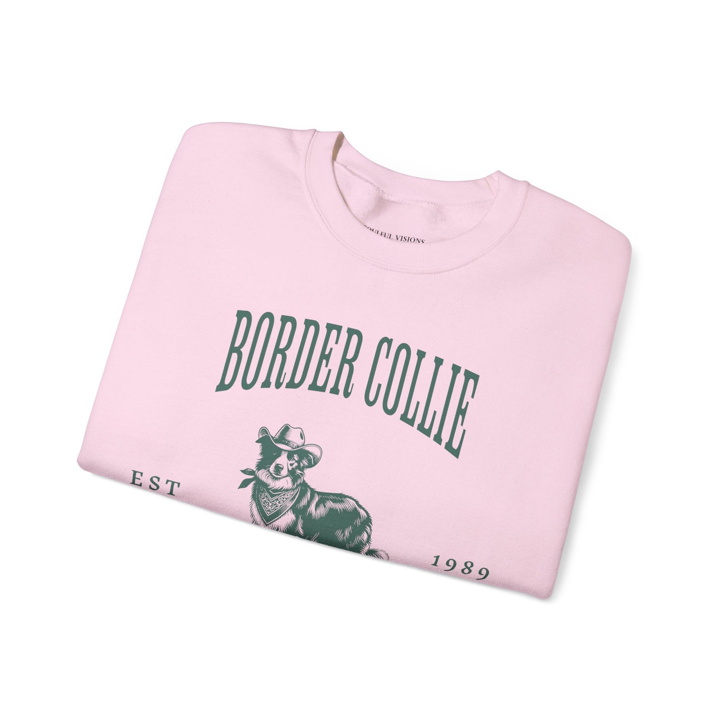 border collie Cowboy Club Sweatshirt - ash with green design