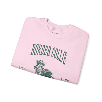 border collie Cowboy Club Sweatshirt - ash with green design