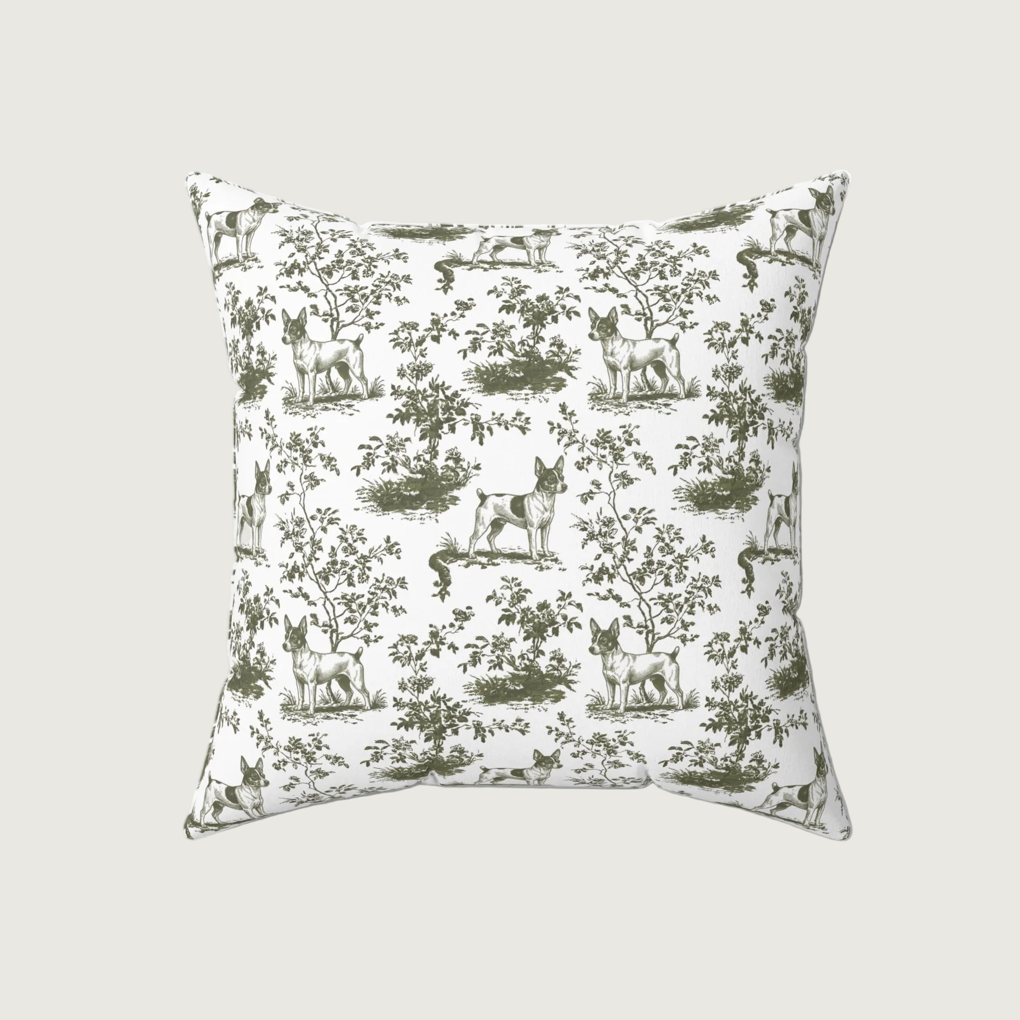 Dog Sage Green French Toile Pillow