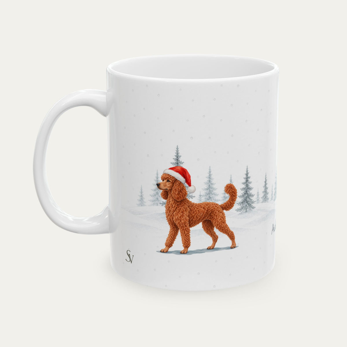Custom Poodle Red Christmas Santa Hat Mug