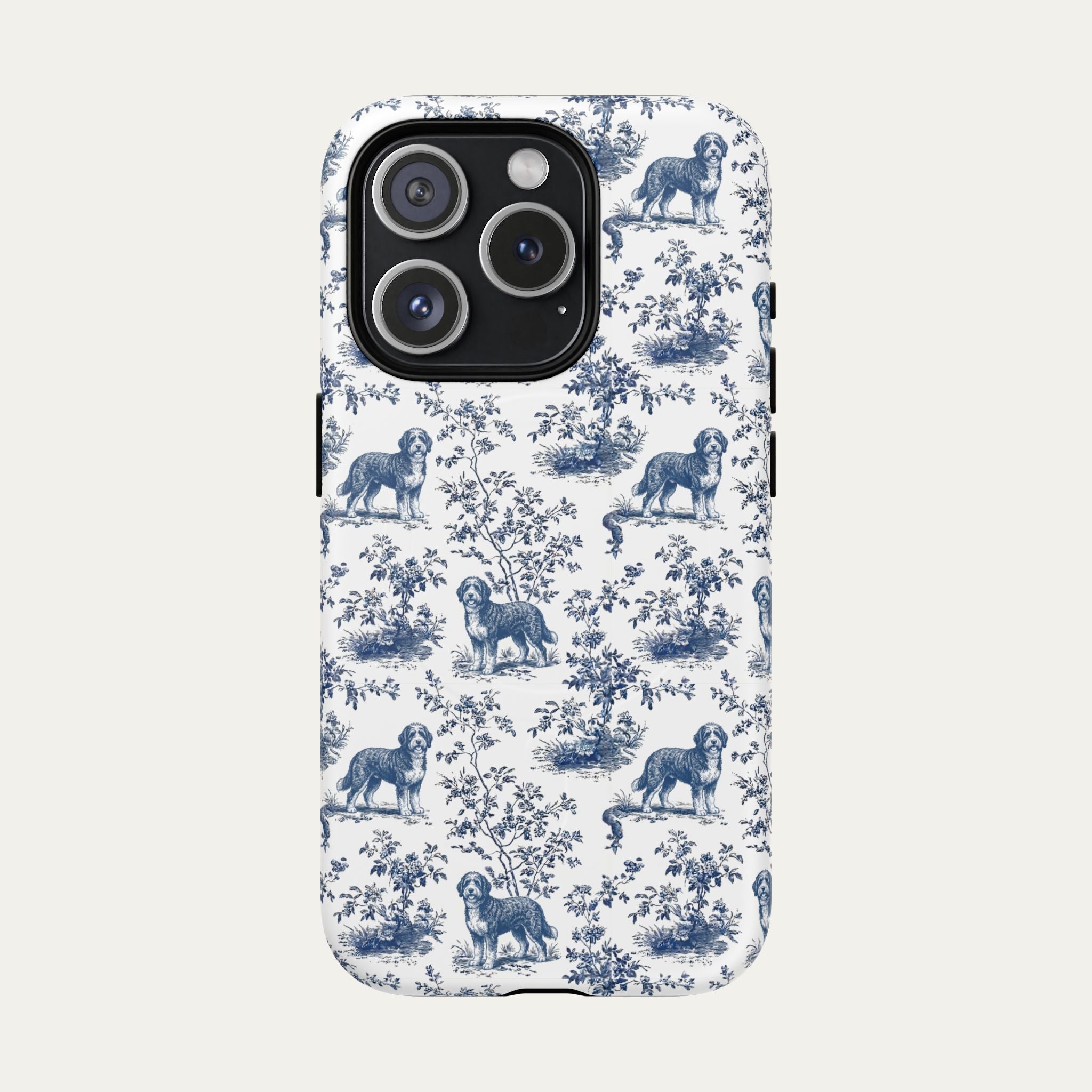 Bernedoodle Blue Toile Phone case