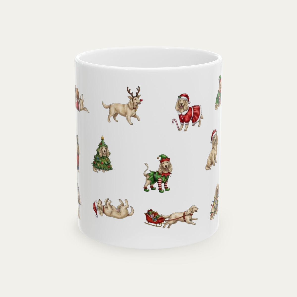 Dachshund LH Cream Christmas Mug