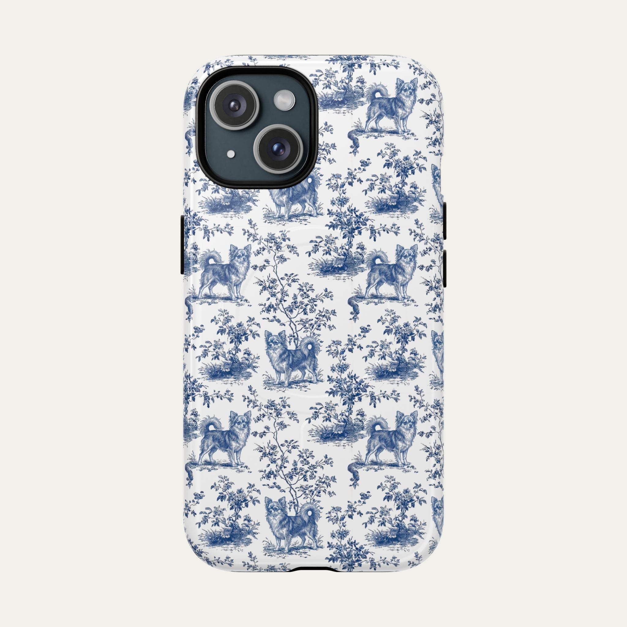 Chihuahua Longhaired Blue Toile Phone case