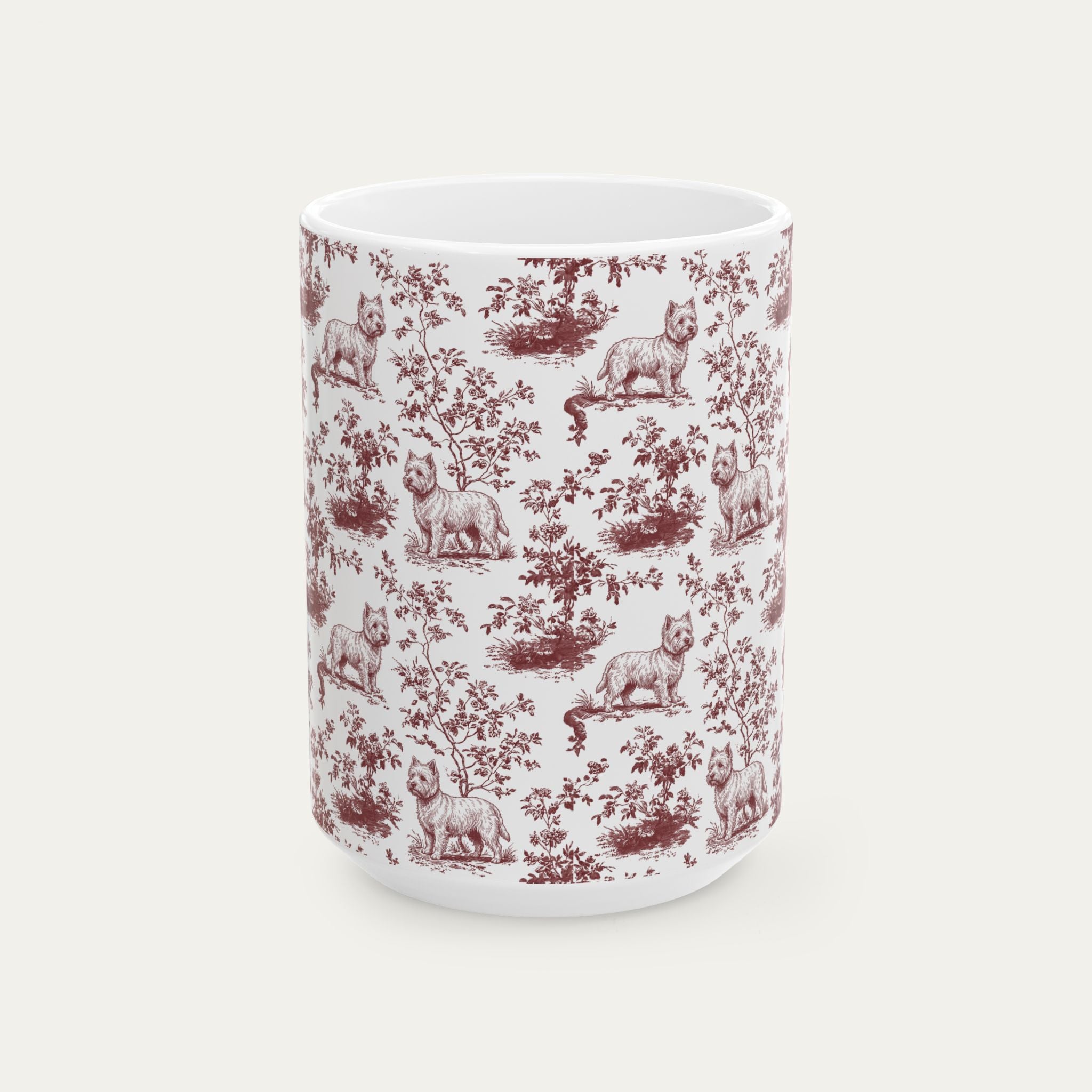 Westie Burgundy Toile Mug