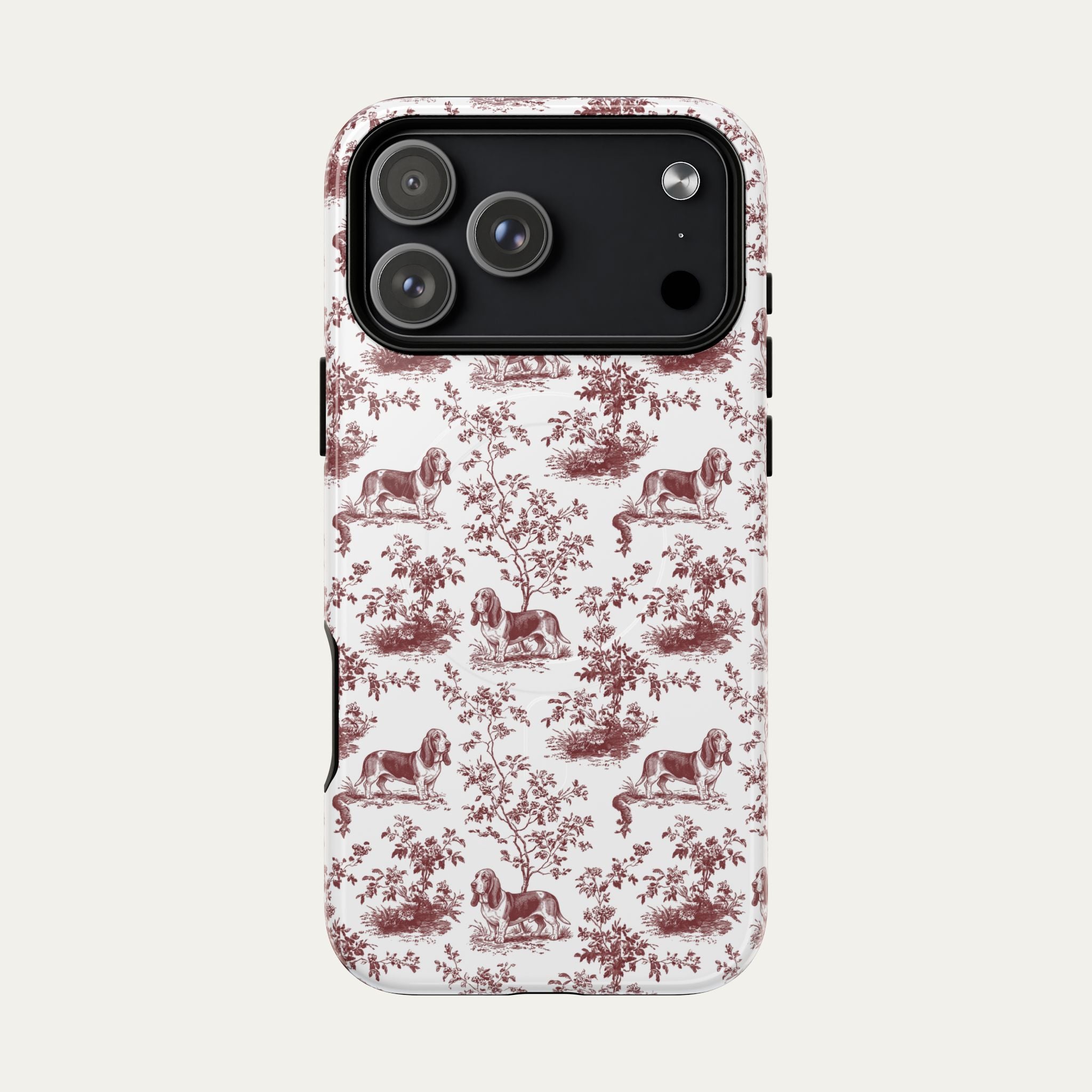 Basset Hound Burgundy Toile phone Case