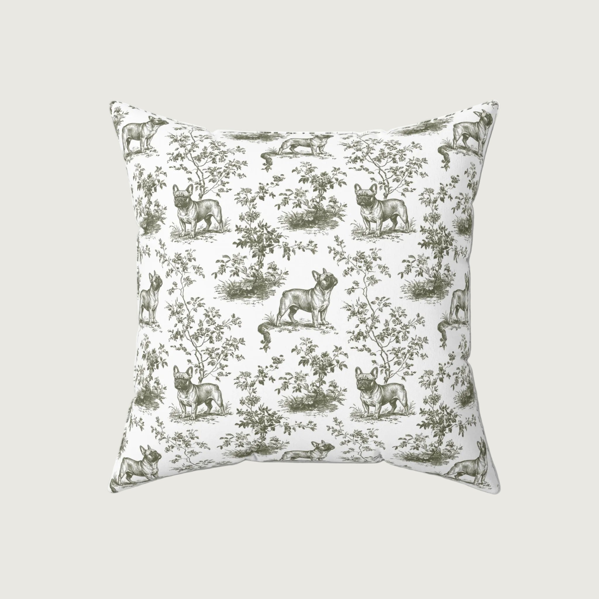 Dog Sage Green French Toile Pillow