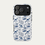 Boston Terrier Blue Toile Phone case