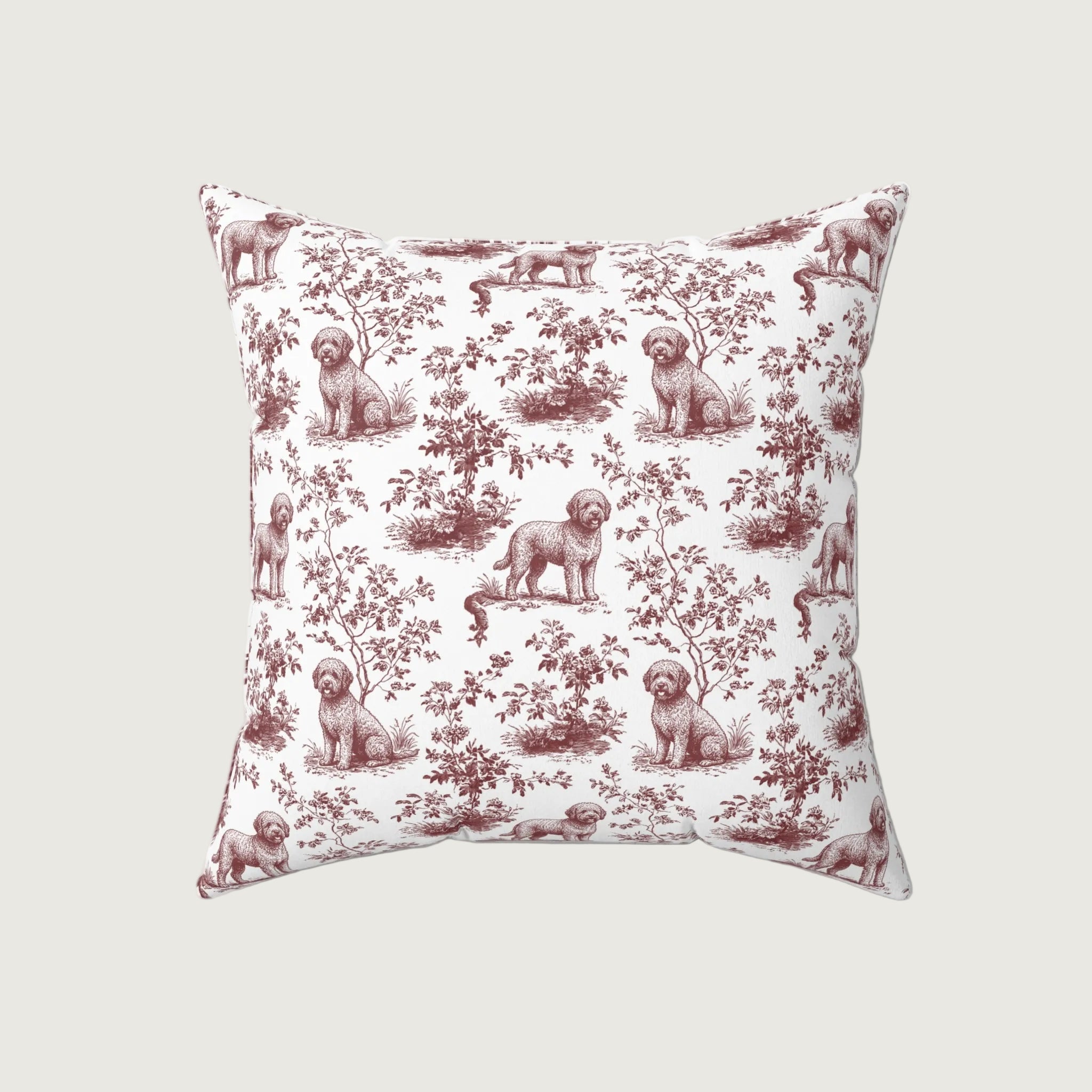 Dog Burgundy French Toile Pillow