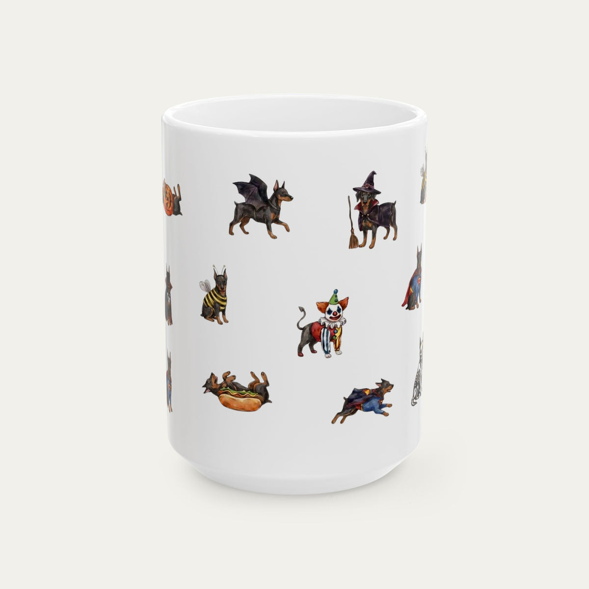 Doberman Black and tan Halloween mug