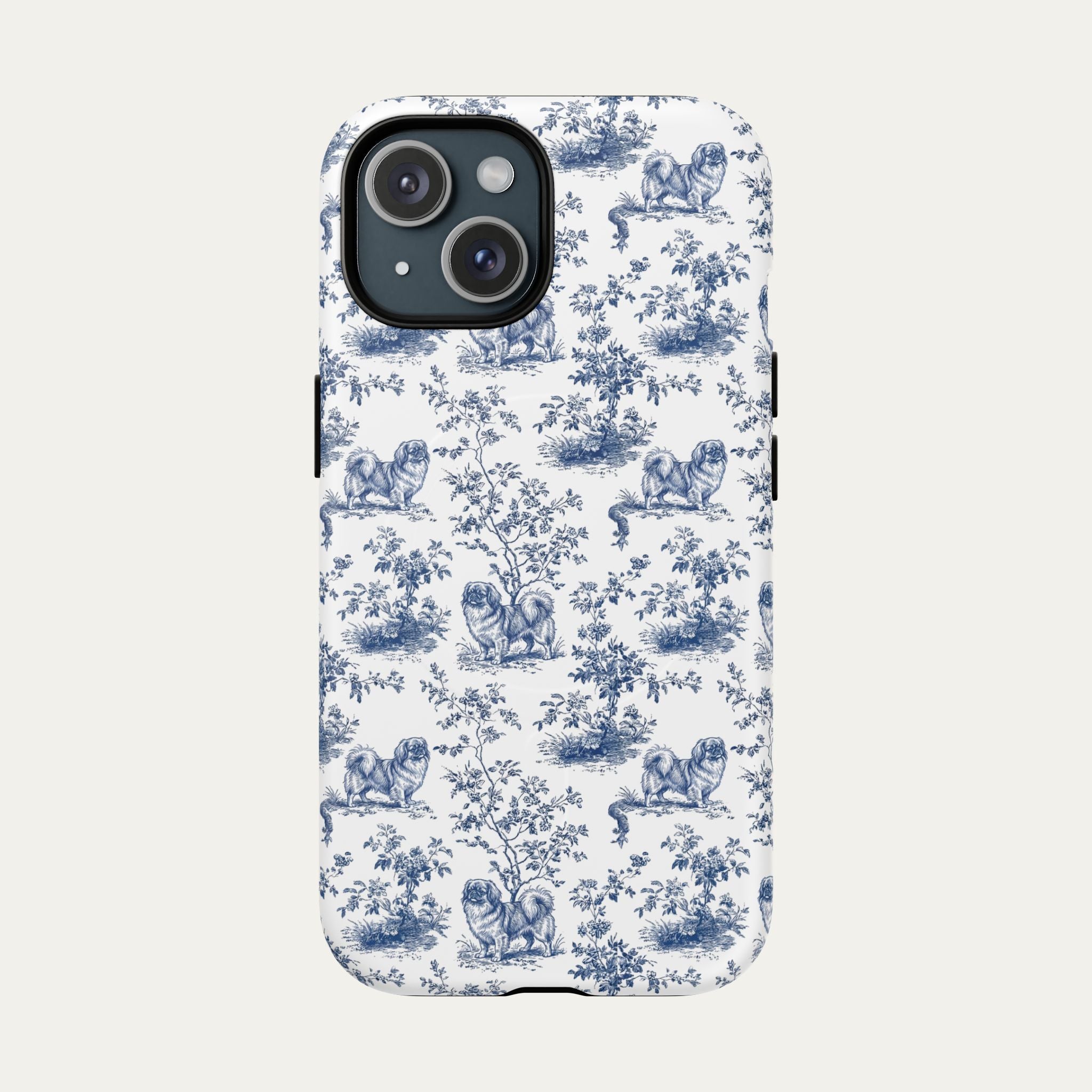 Pekingese Blue Toile Phone case