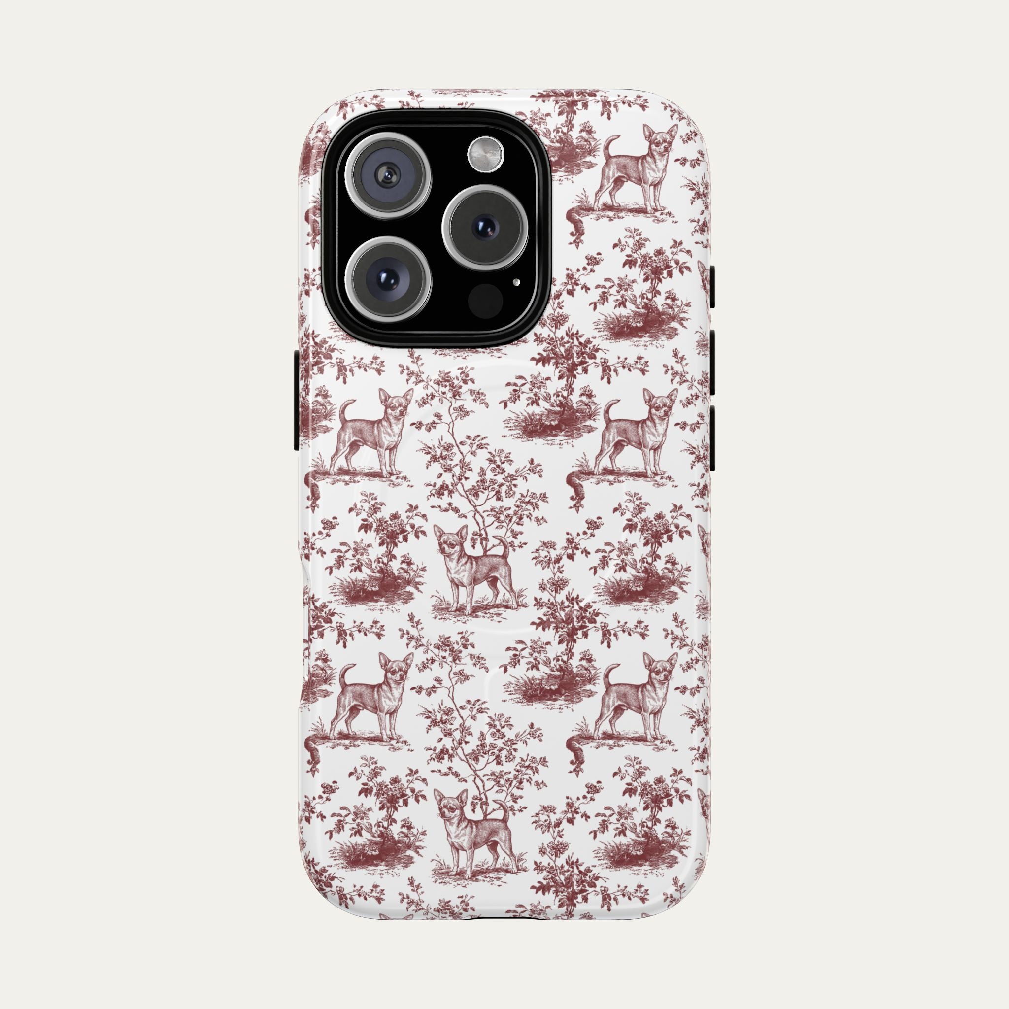 Chihuahua Shorthaired Burgundy Toile phone Case