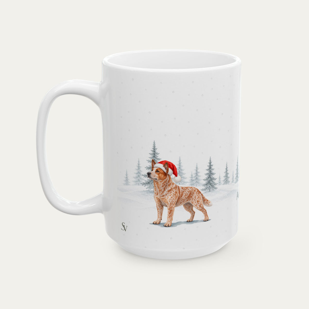Custom Australian Cattle Dog Red Chrismas Santa Hat Mug