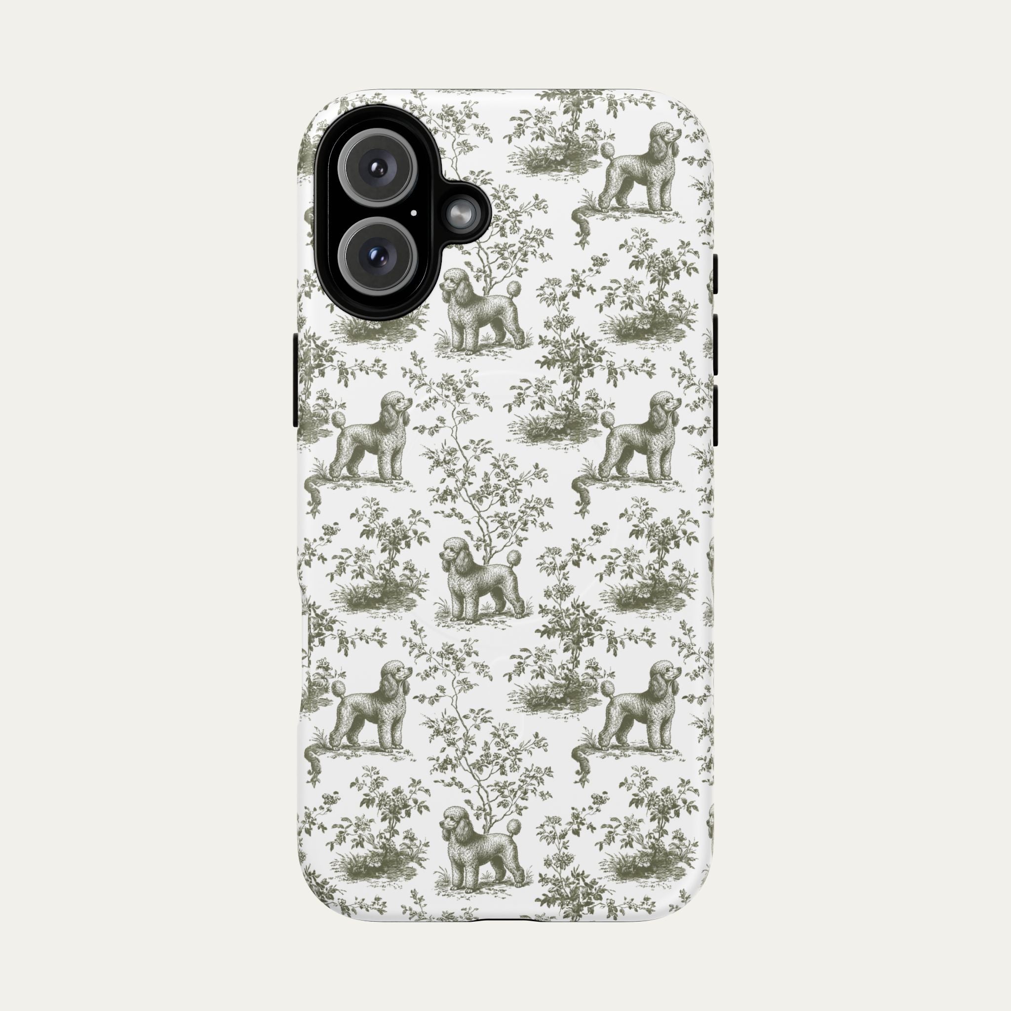 Poodle Sage Green Toile phone Case