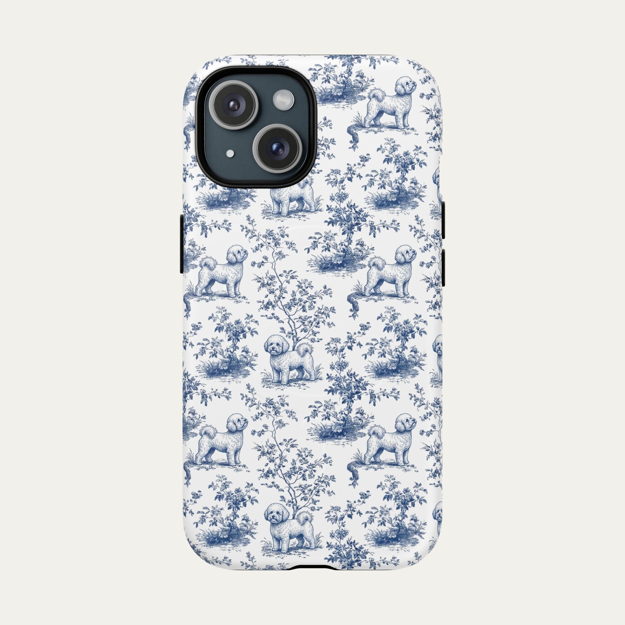 Bichon Frise Blue Toile Phone case