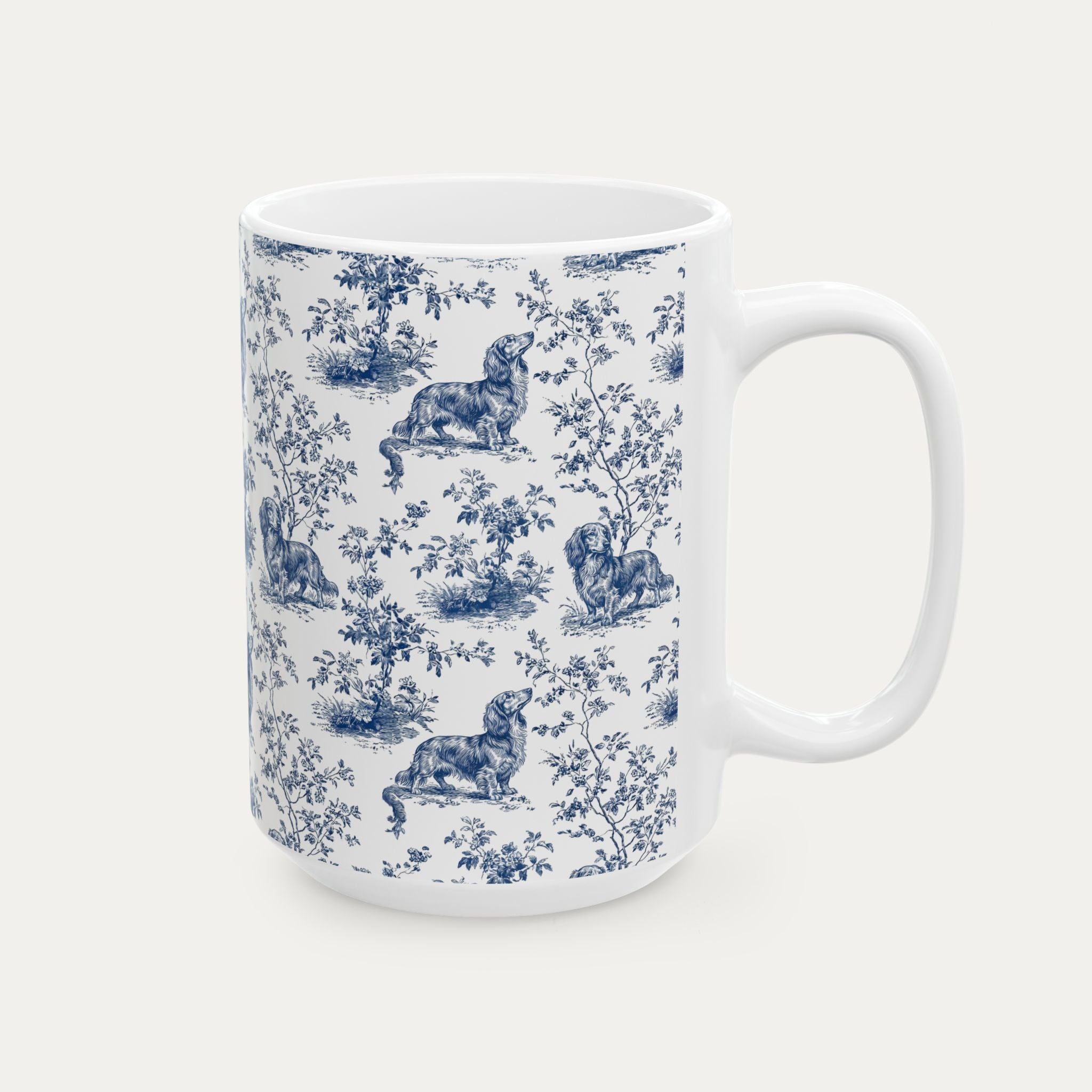 Dachshund Longhaired Blue Toile Mug