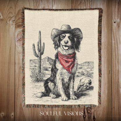 Brittany Spaniel Western Woven Blanket