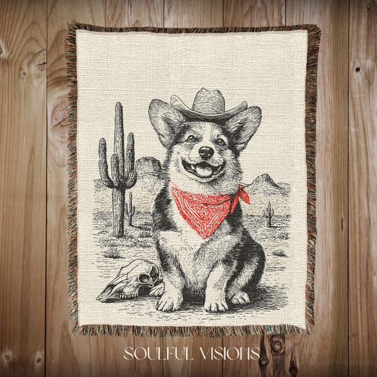 Corgi Woven Blanket