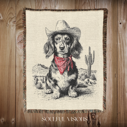 Dachshund Longhaired Woven Blanket