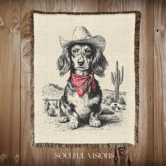 Dachshund Longhaired Woven Blanket