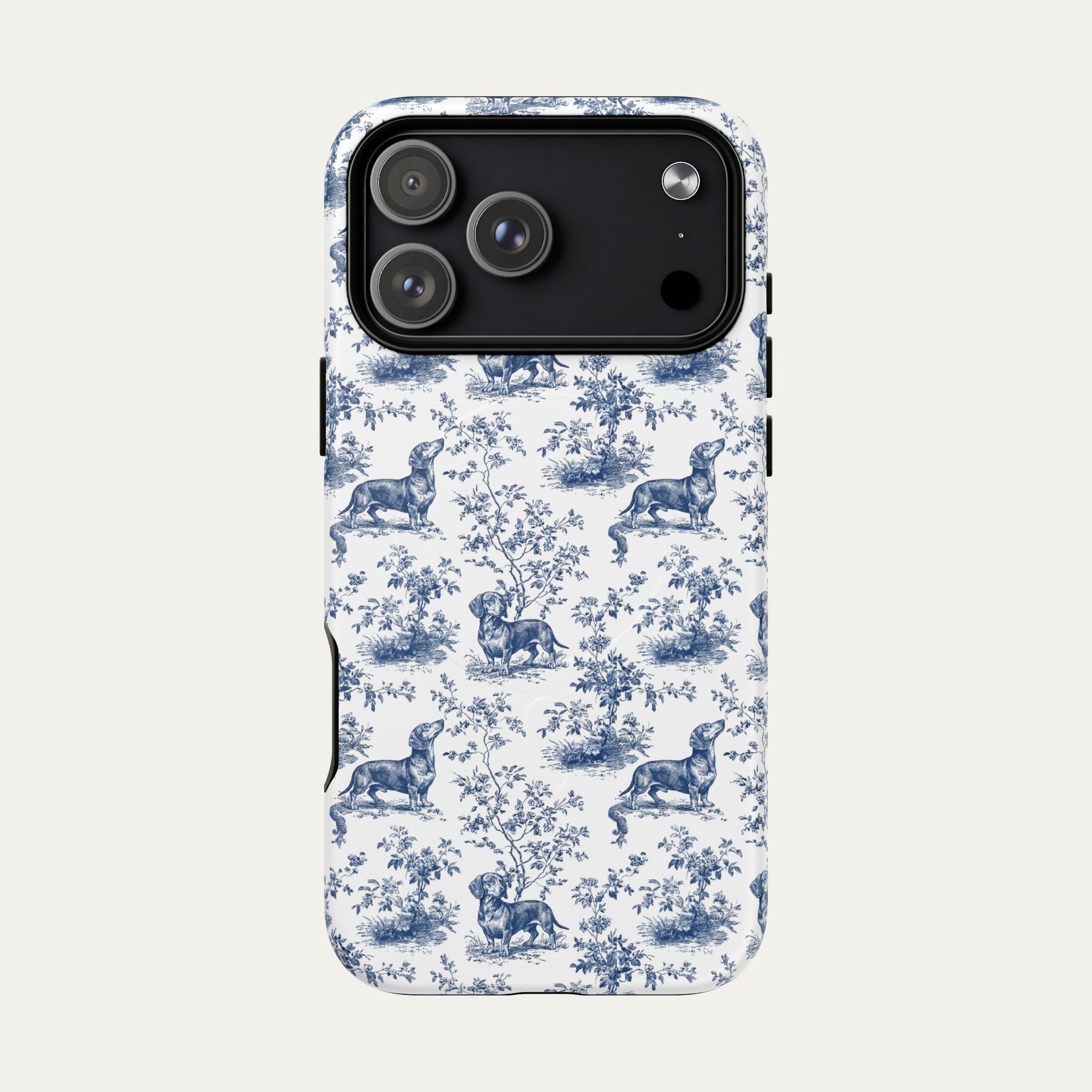 Dachshund Shorthaired Blue Toile Phone case