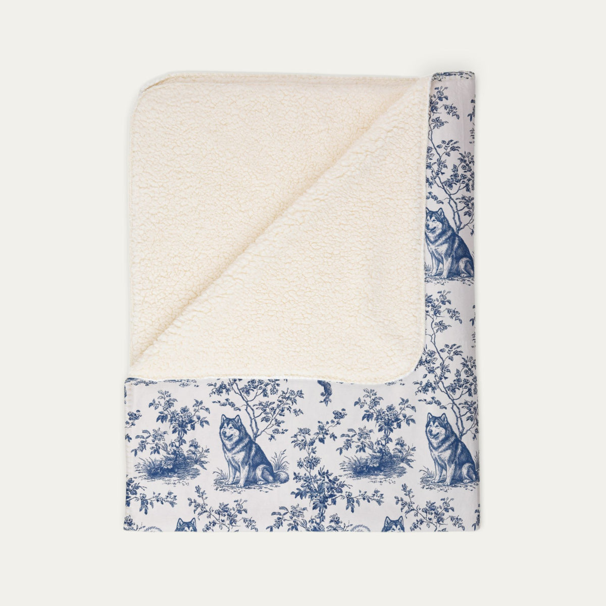 Alaskan Malamute Toile De Jouy Fleece Blanket