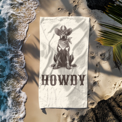 Howdy Doberman Beach Towel