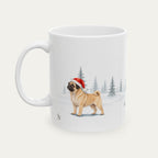 Custom Pug Fawn Black Mask Christmas Santa Hat Mug