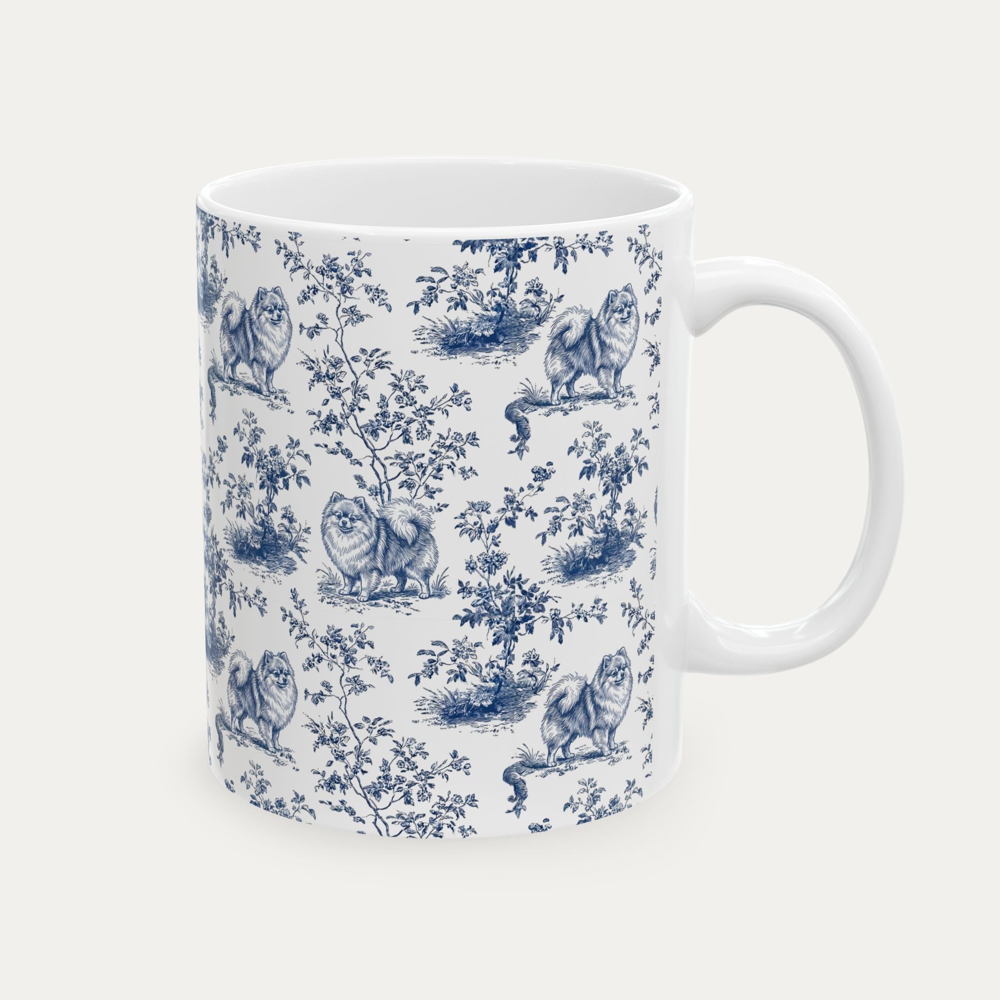 Pomeranian Blue Toile Mug